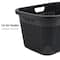Mind Reader Linen Design 40L Laundry Basket Storage Bin with Handles, Black
